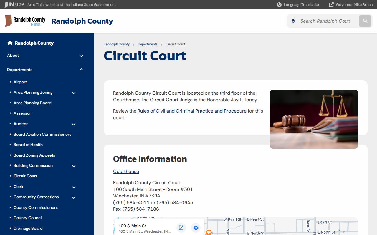 Randolph Circuit Court official contact page
